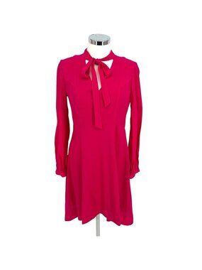 Moulinette Soeurs Anthropologie Gina Pink Bow-Tie Dress Long Sleeve Size 6